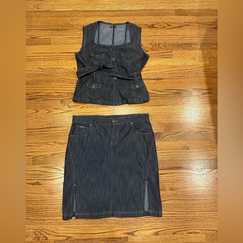 Yera Jean skirt & top outfit. European design and fit.